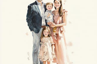custom watercolor family portrait from photo