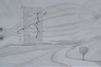 draw landscape or custom art with charcoal or pencil