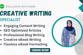 write website content, blog articles, and ebooks with accuracy and creativity