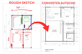 convert rough sketches images old drawings pdf matterport into editable autocad