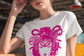 create an japanese t shirt illustration