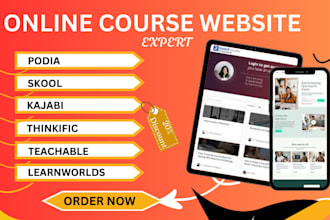 set up teachable website kajabi podia thinkific skool and learnworlds