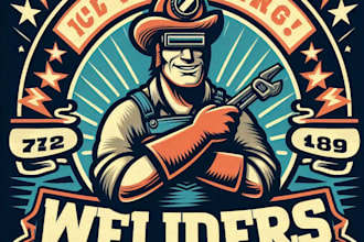 design high quality welders mascot logo with t shirt design