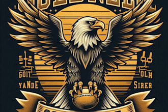 design high quality golden eagle mascot logo with t shirt design