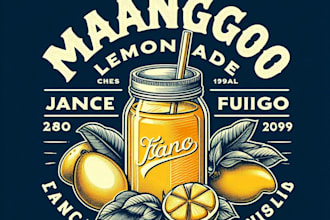 design high quality mango lemonade juice mascot logo with t shirt design