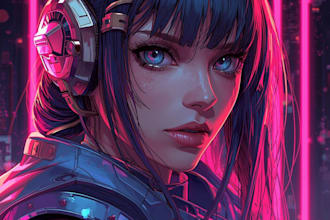 make portrait illustration or anything with cyberpunk style