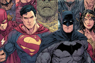 illustrate professional superhero comic strips and scenes