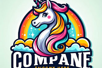 design a unique and vibrant unicorn mascot logo for your brand