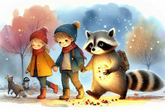 draw beautiful animals in digital watercolor for a children story book