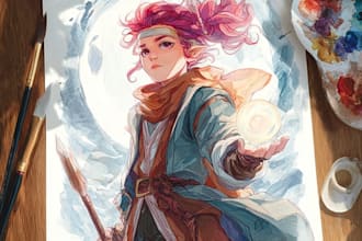 draw and paint watercolor potrait illustrations