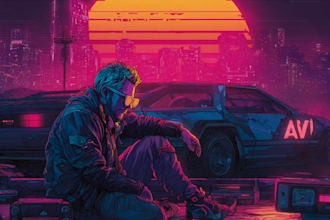 make a cyberpunk futuristic city and background