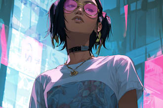 design anime character , cyberpunk character