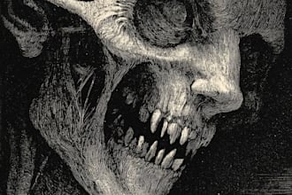 make a horror style illustration, artwork, cover