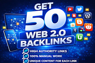 manually do high quality 50 web 2 backlinks to rank your sites