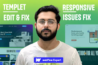 fix webflow website, edit template and responsive issues