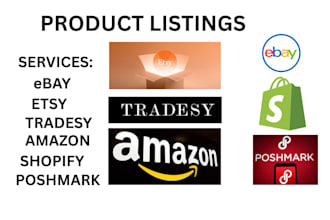 do product listing on shopify, tradesy, ebay, esty, amazon