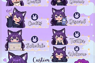 design panels for twitch and kick with animated overlay