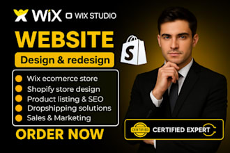 build modern business ecommerce store on wix, shopify product listing wix store