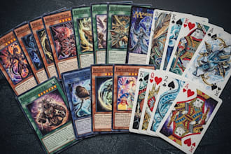 design custom trading card game, yugioh, magic and unique playing cards