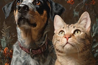 do a custom pet portrait, dog portrait, cat portrait