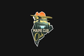 design vintage back country airplane state maine flying logo