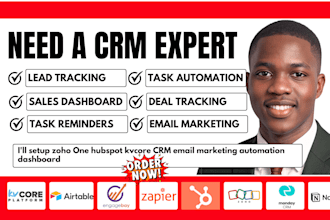 setup zoho one hubspot kvcore CRM email marketing automation dashboard