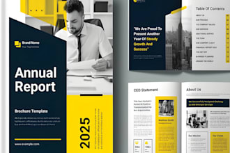 edit, write and design a professional annual report, add infographics and cover