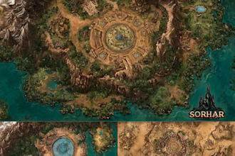 create a high quality detailed fantasy map for dnd and fiction