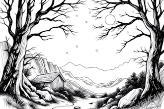 draw black and white vand line art illustration