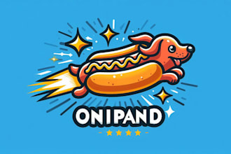 make hot dog leaping into bun logo for your company