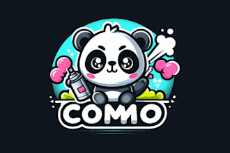 design cute panda with spray paint logo with express delivery