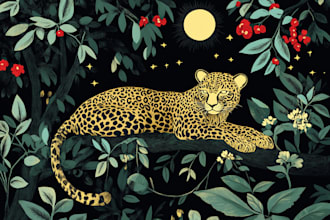 draw an animal and botanical illustration