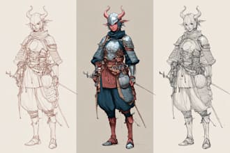 draw monster or fantasy creature in sketch illustration