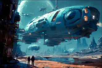 create a sci fi art, spaceship