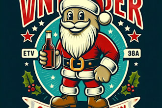 design beer christmas party mascot logo with t shirt design