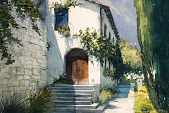 draw original watercolor landscape or architecture art
