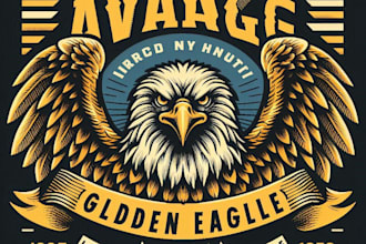 do design professional golden eagle mascot logo with t shirt design