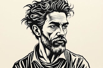 create a portrait print linocut
