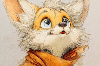make a digital watercolor character art or furry for you
