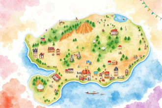 make watercolor map illustration for anything