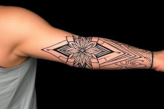 create sleeve tattoo design in geometric style