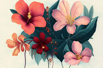 draw custom floral and botanical illustrations for anything