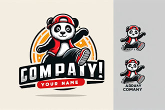 make your breakdancing panda character mascot logo in one day