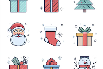 create flat line vector illustration for icons stickers website, christmas theme