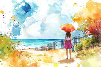 design a custom watercolor illustration summer sale