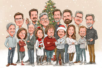 make a christmas caricature, business cartoon holiday