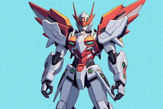 draw anime, mecha, armor, character, concept art or artwork