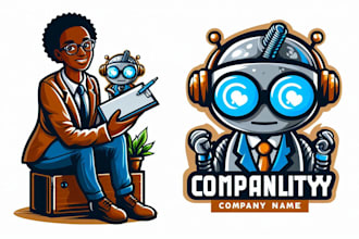 do robot talks to the professor artificial logo design with unlimited revision