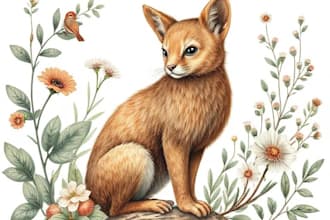 draw an animal and botanical illustration