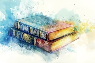 make an illustration for your islamic book cover in watercolors